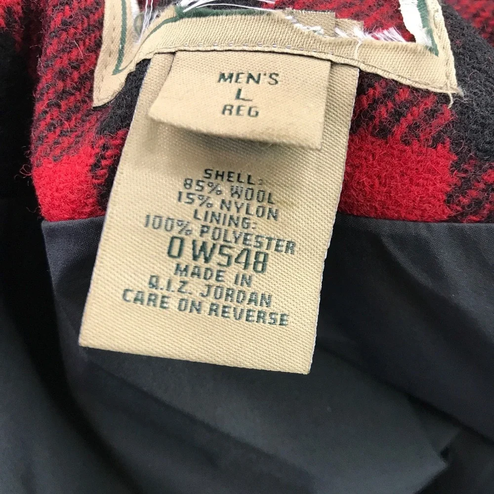 LL Bean Jacket Mens L Red Black Maine Guide Wool Shirt Jac Buffalo Plaid NEW